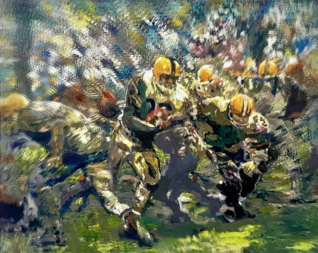 Jim Brown, NFL Hall of Fame 1964 NFL Champion, oil on canvas 48 x 72