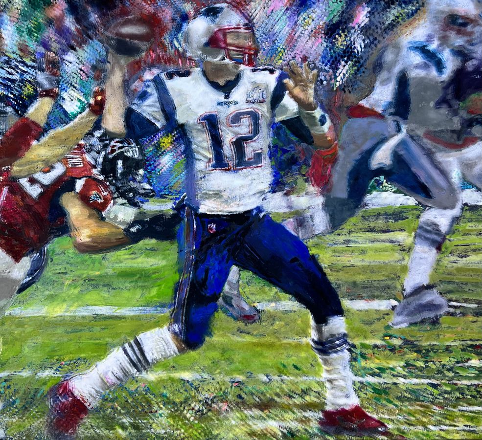 Tom Brady, 7 Time Super Bowl Champion, 3 Time NFL MVP, oil on canvas 48 x 60
