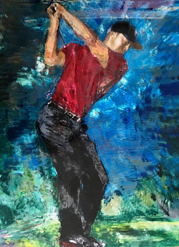 Tiger Woods 2005 Masters, Oil on canvas 48x36